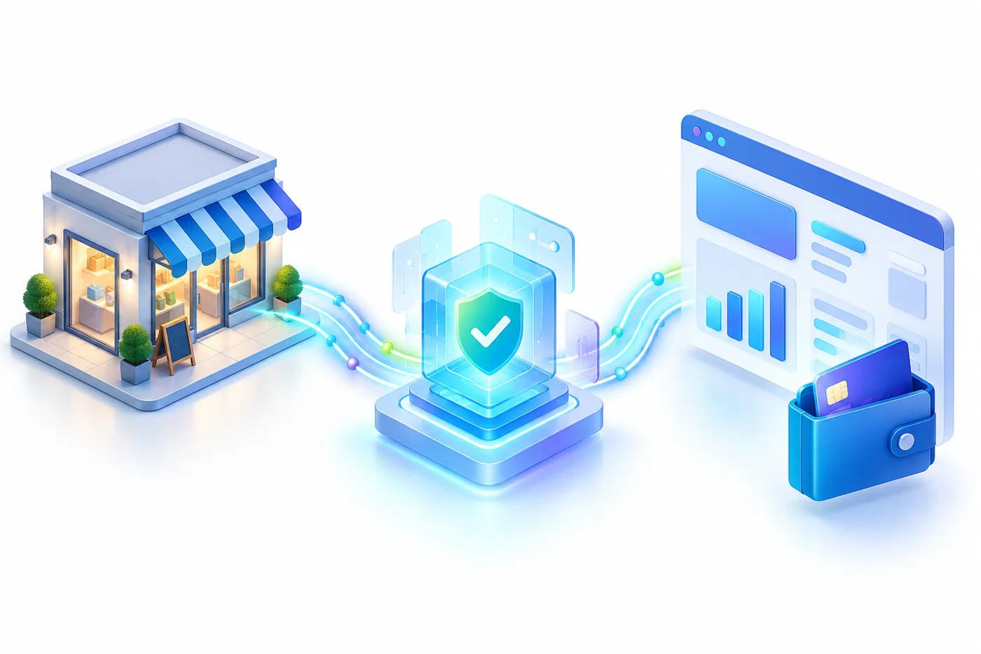 Merchant payment connected through GatewayRoot verification to a website wallet